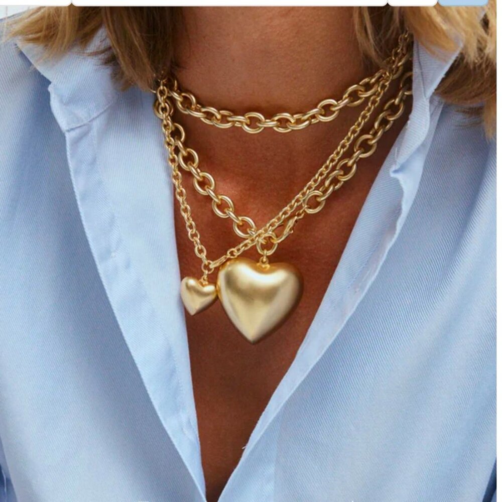 Roxanne Assoulin The Puffy Heart Necklace in Gold - Picture 2 of 9